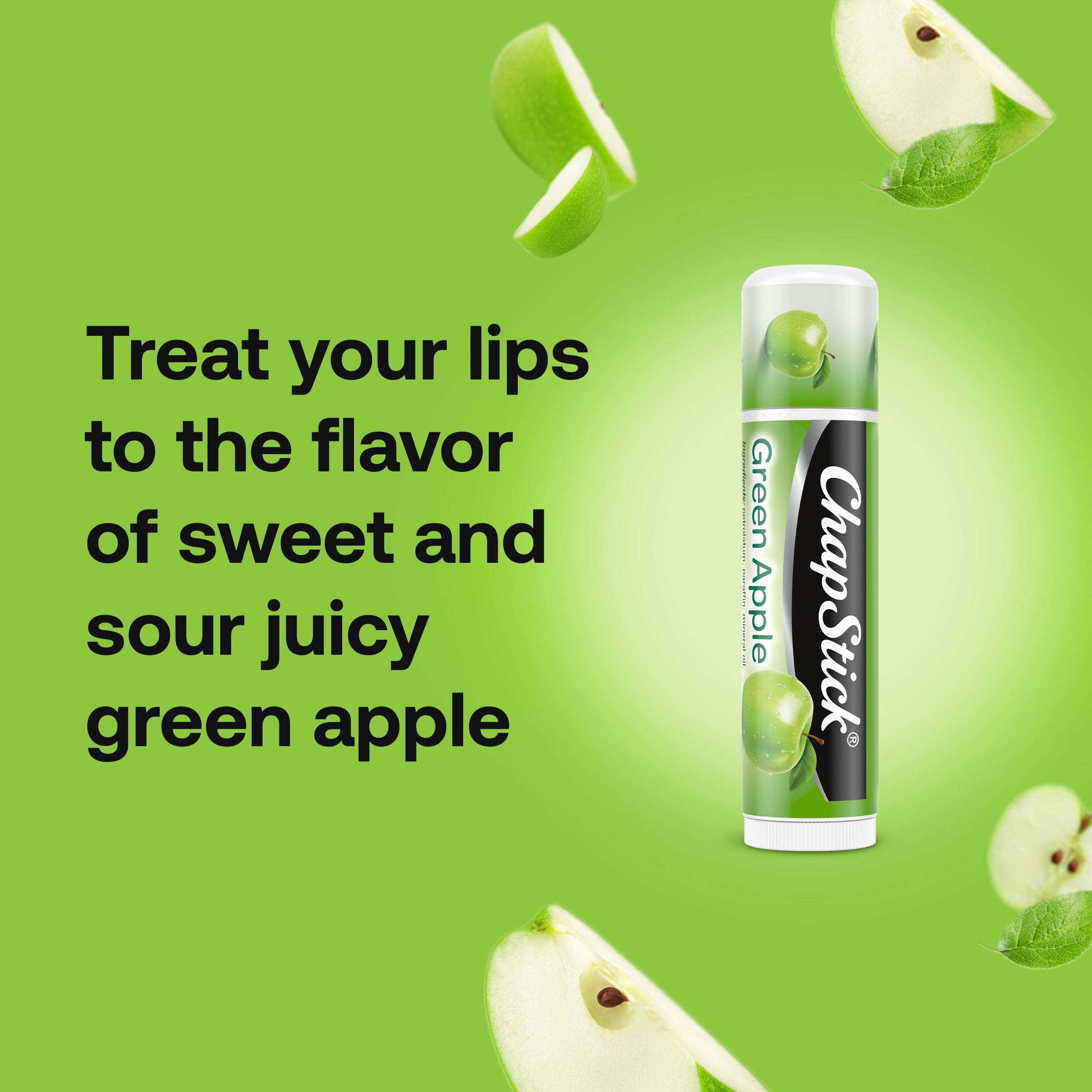 ChapStick Green Apple Flavored Lip Balm  Paraben Free  0 15 oz  3 Pack