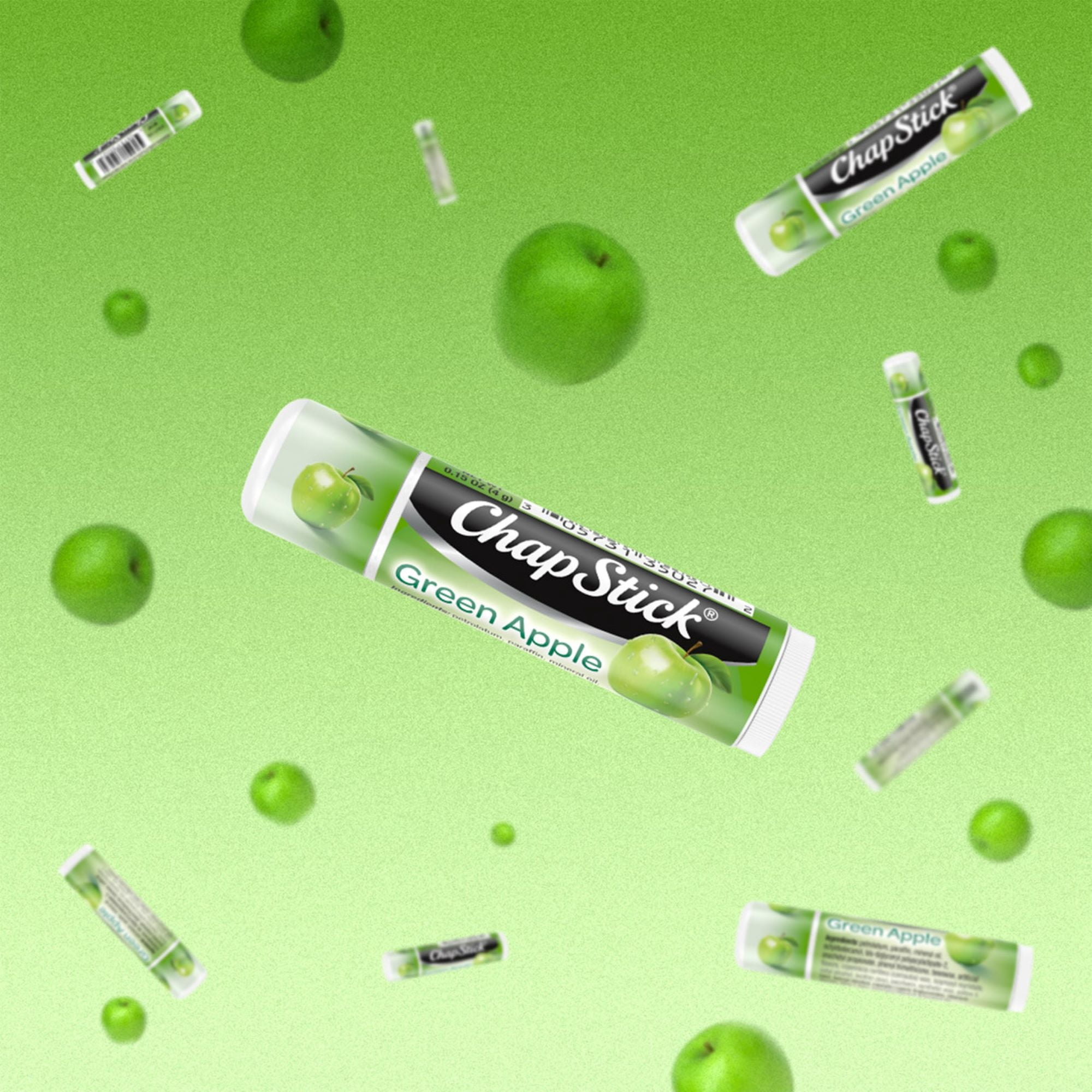 ChapStick Green Apple Flavored Lip Balm  Paraben Free  0 15 oz  3 Pack