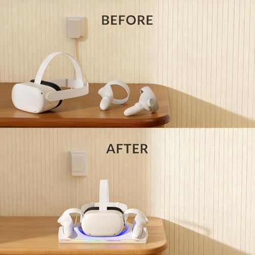 Charging Dock for Oculus/Meta Quest 2  Magnetic Charging Station for Meta Quest 2 VR Headset & Controllers  with 2 Rechargeable 2100mAh Batteries  USB C Charger and Cable  Supports LED Indicator