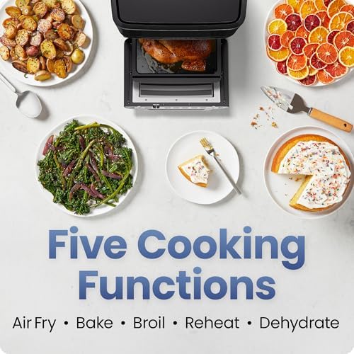 Chefman Air Fryer 6 in 1  XL 14 Quart Multifunctional Airfryer with Touchscreen Controls  Rotisserie  Food Dehydrator  Convection Oven  Bake  Broil  and Reheat Functions  Windowed Door   Black