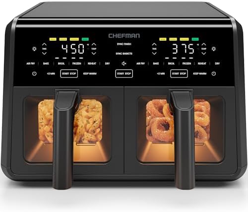 Chefman Air Fryer 6 in 1  XL 14 Quart Multifunctional Airfryer with Touchscreen Controls  Rotisserie  Food Dehydrator  Convection Oven  Bake  Broil  and Reheat Functions  Windowed Door   Black