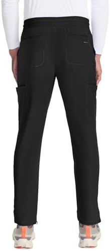 Cherokee Infinity Mens Drawstring Straight Leg Scrub Pants Mid Rise Zip Fly, 6 Pockets, Rib-Knit Waistband – IN200A