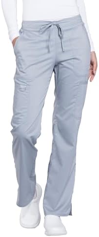 Talla S - Cherokee Scrub Pants for Women Mid Rise Flare Yoga Scrubs Pant 2 Way Stretch Drawstring Medical Bottoms 5 Pockets WW120