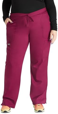 Talla S - Cherokee Scrub Pants for Women Mid Rise Flare Yoga Scrubs Pant 2 Way Stretch Drawstring Medical Bottoms 5 Pockets WW120
