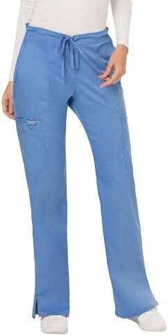 Talla S - Cherokee Scrub Pants for Women Mid Rise Flare Yoga Scrubs Pant 2 Way Stretch Drawstring Medical Bottoms 5 Pockets WW120