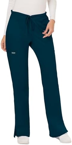 Talla S - Cherokee Scrub Pants for Women Mid Rise Flare Yoga Scrubs Pant 2 Way Stretch Drawstring Medical Bottoms 5 Pockets WW120