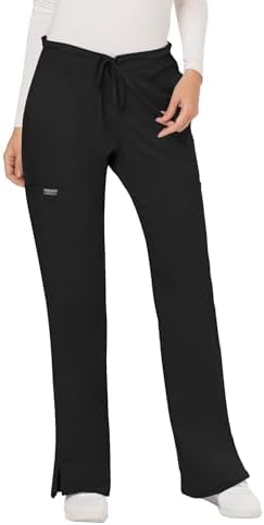 Talla S - Cherokee Scrub Pants for Women Mid Rise Flare Yoga Scrubs Pant 2 Way Stretch Drawstring Medical Bottoms 5 Pockets WW120