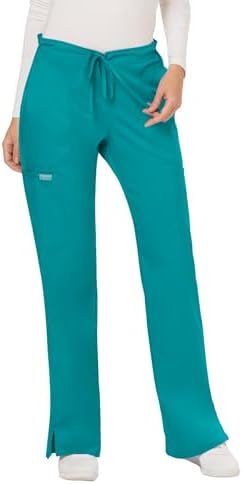 Talla S - Cherokee Scrub Pants for Women Mid Rise Flare Yoga Scrubs Pant 2 Way Stretch Drawstring Medical Bottoms 5 Pockets WW120