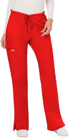 Talla S - Cherokee Scrub Pants for Women Mid Rise Flare Yoga Scrubs Pant 2 Way Stretch Drawstring Medical Bottoms 5 Pockets WW120