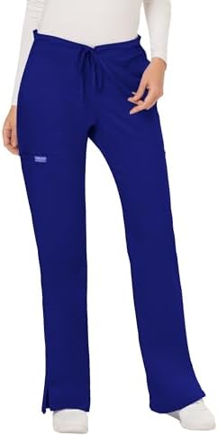 Talla S - Cherokee Scrub Pants for Women Mid Rise Flare Yoga Scrubs Pant 2 Way Stretch Drawstring Medical Bottoms 5 Pockets WW120