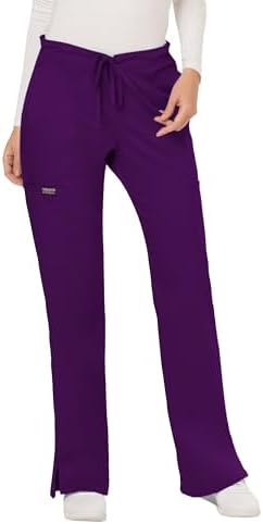 Talla S - Cherokee Scrub Pants for Women Mid Rise Flare Yoga Scrubs Pant 2 Way Stretch Drawstring Medical Bottoms 5 Pockets WW120