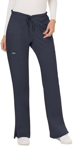 Talla S - Cherokee Scrub Pants for Women Mid Rise Flare Yoga Scrubs Pant 2 Way Stretch Drawstring Medical Bottoms 5 Pockets WW120