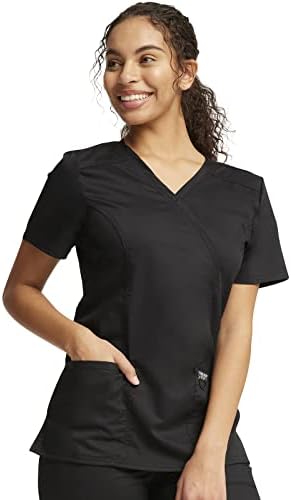 TALLA S - Cherokee Scrub Set For Women  Modern Classic Fit Mock Wrap Top WW610 With Mid Rise  Straight Leg Pant WW110