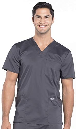 Cherokee Scrub top for Men V Neck with 3 Pockets  Knit Details  Soft  Durable  Breathable  2 Way Stretch Fabric   WW670