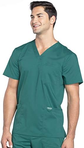 Cherokee Scrub top for Men V Neck with 3 Pockets  Knit Details  Soft  Durable  Breathable  2 Way Stretch Fabric   WW670