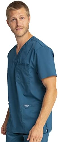 Cherokee Scrub top for Men V Neck with 3 Pockets  Knit Details  Soft  Durable  Breathable  2 Way Stretch Fabric   WW670
