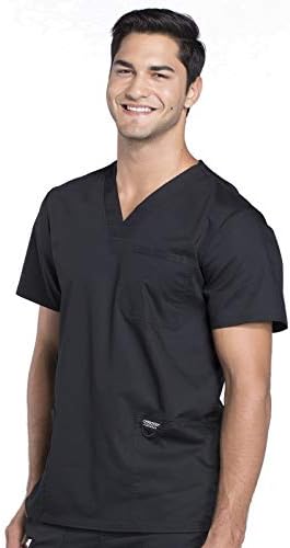 Cherokee Scrub top for Men V Neck with 3 Pockets  Knit Details  Soft  Durable  Breathable  2 Way Stretch Fabric   WW670