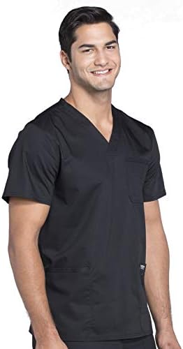 Cherokee Scrub top for Men V Neck with 3 Pockets  Knit Details  Soft  Durable  Breathable  2 Way Stretch Fabric   WW670