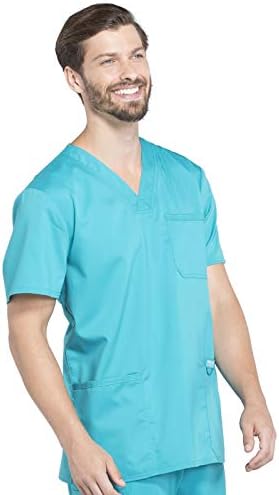 Cherokee Scrub top for Men V Neck with 3 Pockets  Knit Details  Soft  Durable  Breathable  2 Way Stretch Fabric   WW670