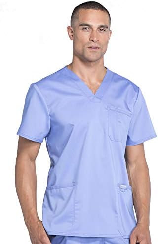 Cherokee Scrub top for Men V Neck with 3 Pockets  Knit Details  Soft  Durable  Breathable  2 Way Stretch Fabric   WW670