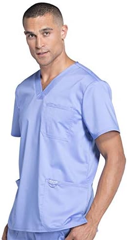 Cherokee Scrub top for Men V Neck with 3 Pockets  Knit Details  Soft  Durable  Breathable  2 Way Stretch Fabric   WW670