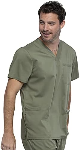Cherokee Scrub top for Men V Neck with 3 Pockets  Knit Details  Soft  Durable  Breathable  2 Way Stretch Fabric   WW670