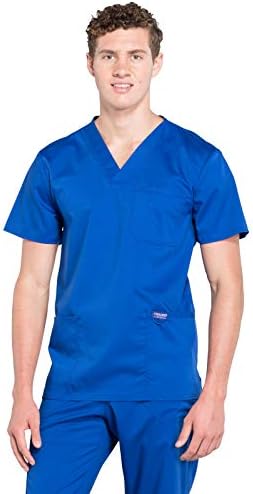 Cherokee Scrub top for Men V Neck with 3 Pockets  Knit Details  Soft  Durable  Breathable  2 Way Stretch Fabric   WW670