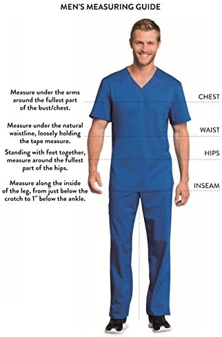 Cherokee Scrub top for Men V Neck with 3 Pockets  Knit Details  Soft  Durable  Breathable  2 Way Stretch Fabric   WW670