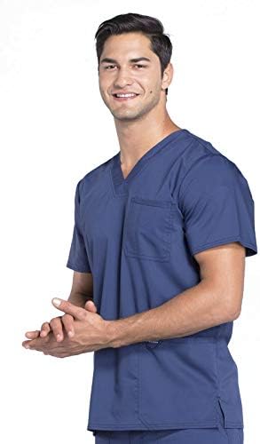 Cherokee Scrub top for Men V Neck with 3 Pockets  Knit Details  Soft  Durable  Breathable  2 Way Stretch Fabric   WW670