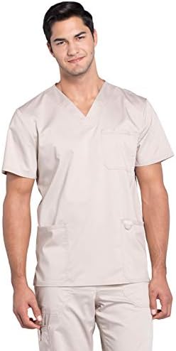 Cherokee Scrub top for Men V Neck with 3 Pockets  Knit Details  Soft  Durable  Breathable  2 Way Stretch Fabric   WW670