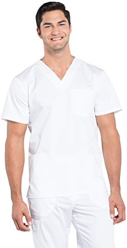 Cherokee Scrub top for Men V Neck with 3 Pockets  Knit Details  Soft  Durable  Breathable  2 Way Stretch Fabric   WW670