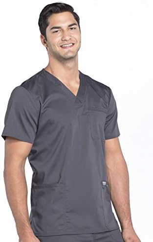 Cherokee Scrub top for Men V Neck with 3 Pockets  Knit Details  Soft  Durable  Breathable  2 Way Stretch Fabric   WW670