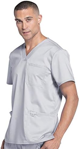 Cherokee Scrub top for Men V Neck with 3 Pockets  Knit Details  Soft  Durable  Breathable  2 Way Stretch Fabric   WW670