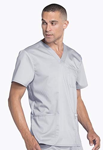 Cherokee Scrub top for Men V Neck with 3 Pockets  Knit Details  Soft  Durable  Breathable  2 Way Stretch Fabric   WW670