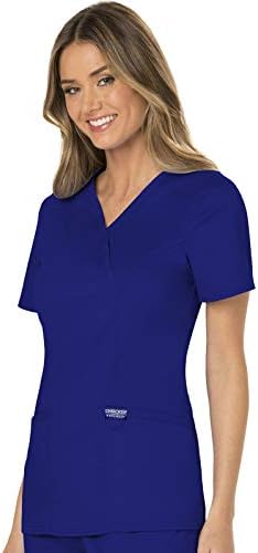 Cherokee Scrubs Top for Women Mock Wrap with 3 Pockets  Soft  2 Way Stretch & Durable Fabric   WW610