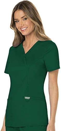 Cherokee Scrubs Top for Women Mock Wrap with 3 Pockets  Soft  2 Way Stretch & Durable Fabric   WW610