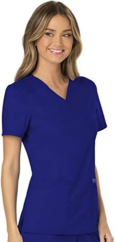 Cherokee Scrubs Top for Women Mock Wrap with 3 Pockets  Soft  2 Way Stretch & Durable Fabric   WW610