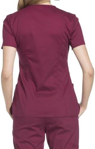 Cherokee Scrubs Top for Women Mock Wrap with 3 Pockets  Soft  2 Way Stretch & Durable Fabric   WW610