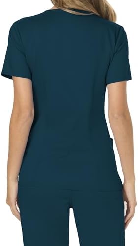 Cherokee Scrubs Top for Women Mock Wrap with 3 Pockets  Soft  2 Way Stretch & Durable Fabric   WW610