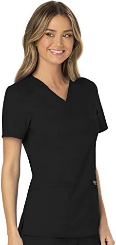 Cherokee Scrubs Top for Women Mock Wrap with 3 Pockets  Soft  2 Way Stretch & Durable Fabric   WW610