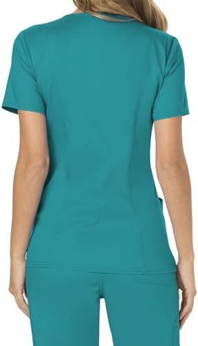 Cherokee Scrubs Top for Women Mock Wrap with 3 Pockets  Soft  2 Way Stretch & Durable Fabric   WW610