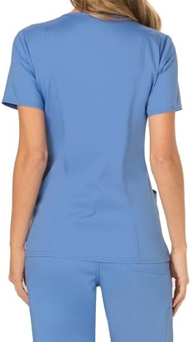 Cherokee Scrubs Top for Women Mock Wrap with 3 Pockets  Soft  2 Way Stretch & Durable Fabric   WW610