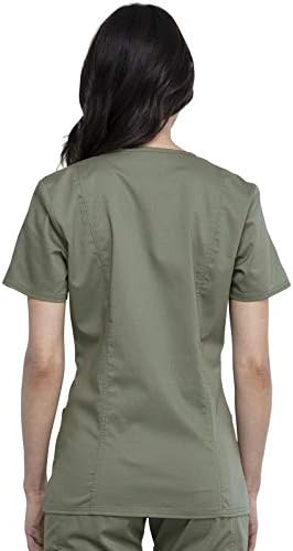 Cherokee Scrubs Top for Women Mock Wrap with 3 Pockets  Soft  2 Way Stretch & Durable Fabric   WW610