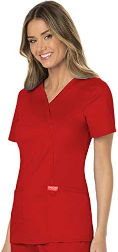 Cherokee Scrubs Top for Women Mock Wrap with 3 Pockets  Soft  2 Way Stretch & Durable Fabric   WW610