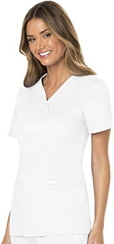 Cherokee Scrubs Top for Women Mock Wrap with 3 Pockets  Soft  2 Way Stretch & Durable Fabric   WW610