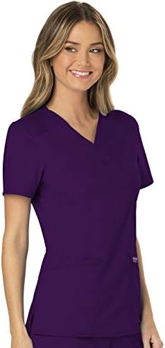 Cherokee Scrubs Top for Women Mock Wrap with 3 Pockets  Soft  2 Way Stretch & Durable Fabric   WW610