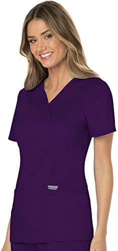 Cherokee Scrubs Top for Women Mock Wrap with 3 Pockets  Soft  2 Way Stretch & Durable Fabric   WW610
