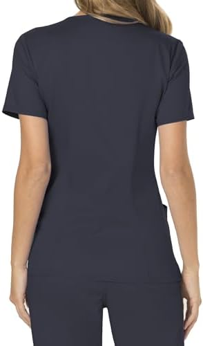 Cherokee Scrubs Top for Women Mock Wrap with 3 Pockets  Soft  2 Way Stretch & Durable Fabric   WW610