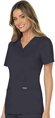 Cherokee Scrubs Top for Women Mock Wrap with 3 Pockets  Soft  2 Way Stretch & Durable Fabric   WW610