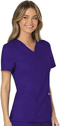 Cherokee Scrubs Top for Women Mock Wrap with 3 Pockets  Soft  2 Way Stretch & Durable Fabric   WW610